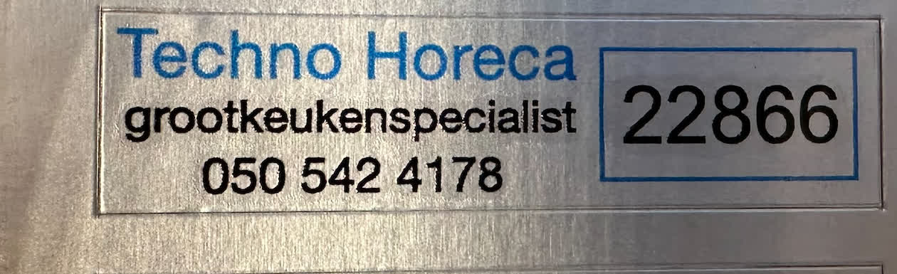 Voorbeeld van de Techno Horeca ID-sticker met het nummer in het blauwe kader