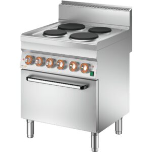Cookmax Elektrisch fornuis, hoog vermogen, 4 platen met elektrische heteluchtoven