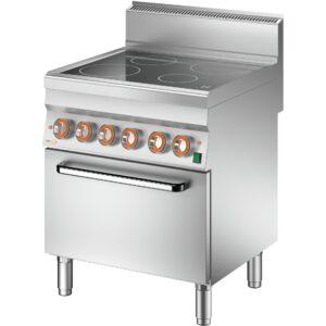 Cookmax Keramische kookplaat, hoog vermogen, 4 zones met elektrische heteluchtoven