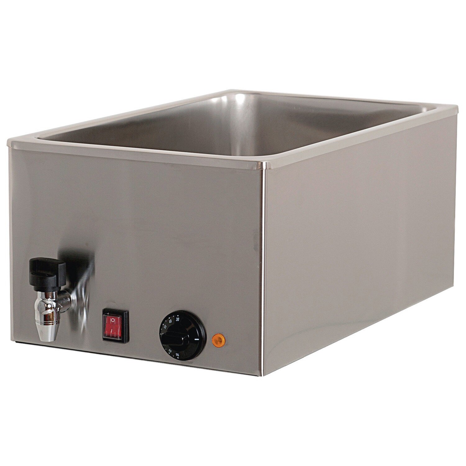 Cookmax Elektro-Bain-Marie 1 x GN 1/1 H = 200 mm met aftapkraan