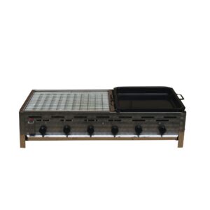 Cookmax Professionele gasgrill 6-pits, met 3/5 rooster en 2/5 pan