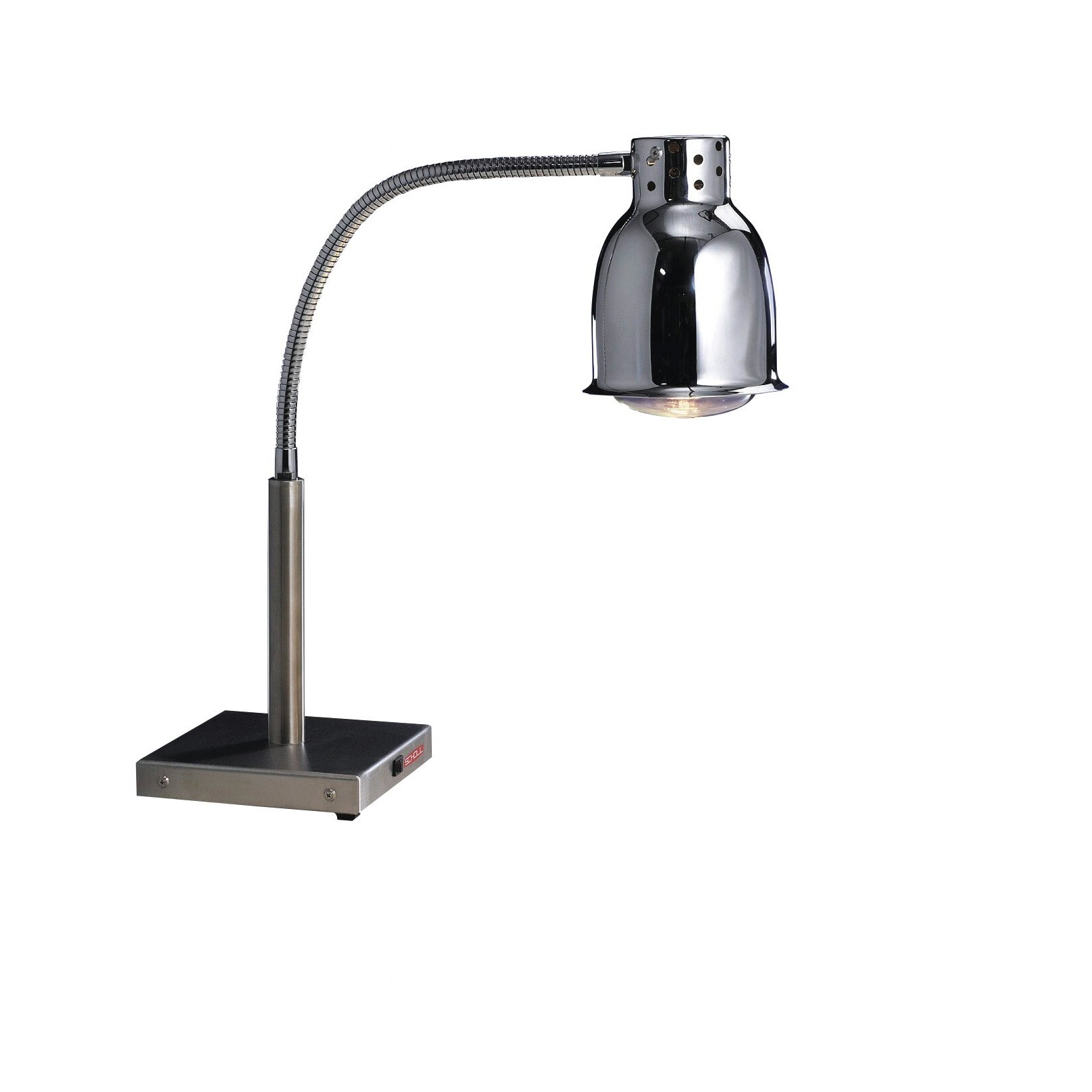 Cookmax Warmtestraler chroom witlicht met voet 250 W ø 175 mm