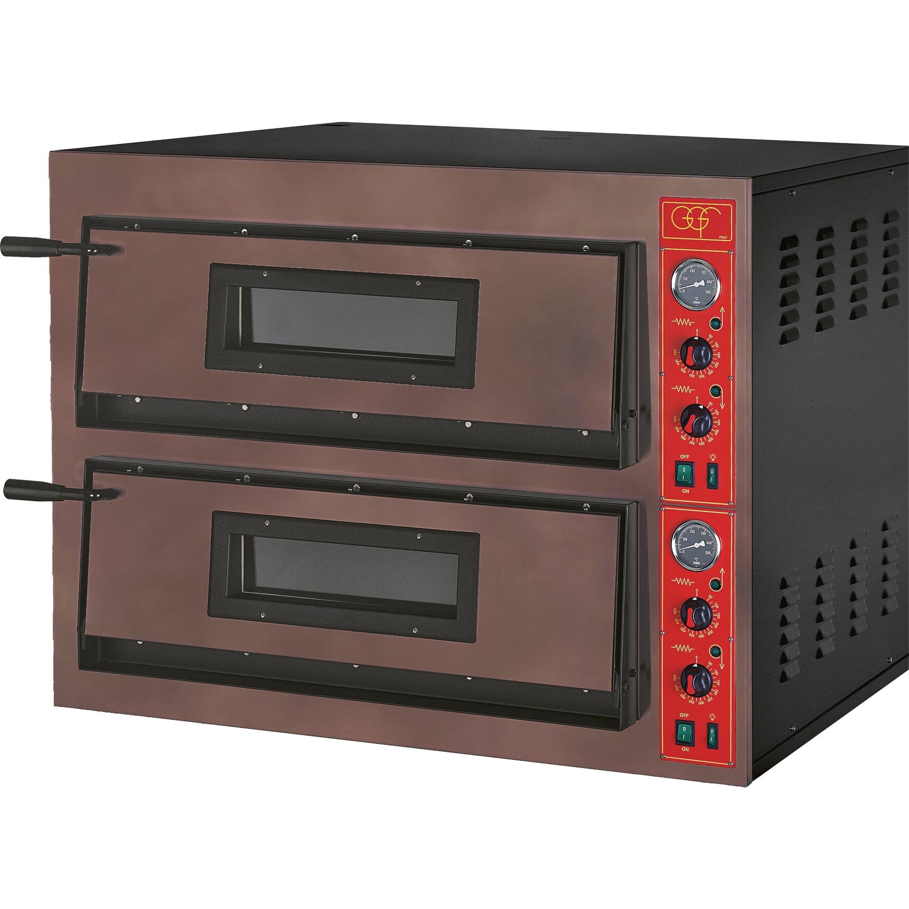 Cookmax Pizzaoven rustiek, 2 bakkamers, voor 8 pizza's ø 360 mm / 1010 x 850 x 750 mm