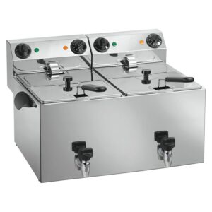 Cookmax Elektrische friteuse 2 x 8 l met aftapkraan