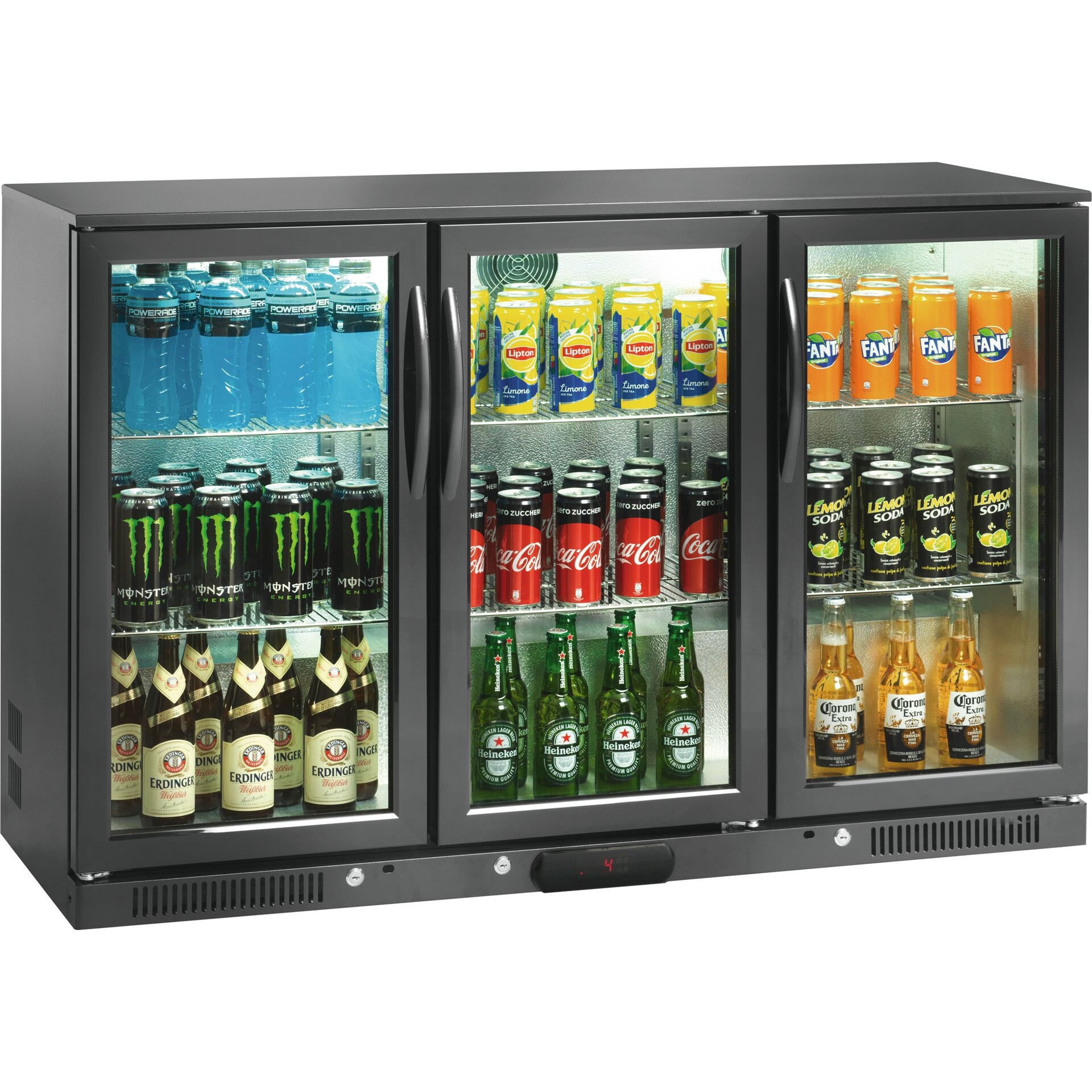 Cookmax Flessenkoelkast 320 l 3 vleugeldeuren 6 roosters