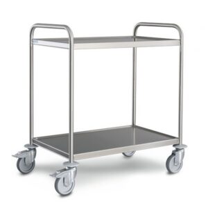 Cookmax Serveerwagen 2 bladen 800 x 500 mm, met luchtbandloze zwenkwielen