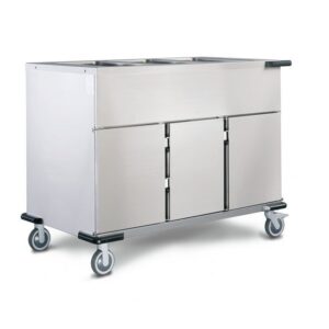 Cookmax Spijsuitgiftewagen 3 x GN 1/1 met folieverwarming en 2 kastvakken