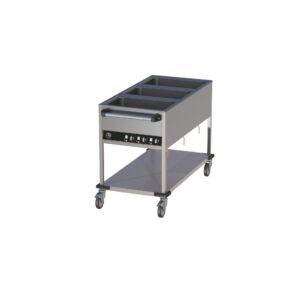 Cookmax Bain-Marie Wagen 3 x GN 1/1 3 Bakken met open onderbouw 650 x 1300 x 900 mm