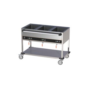 Cookmax Bain-Marie wagen 3 x GN 1/1 bedieningsstrip lange zijde 3 bakken open onderbouw