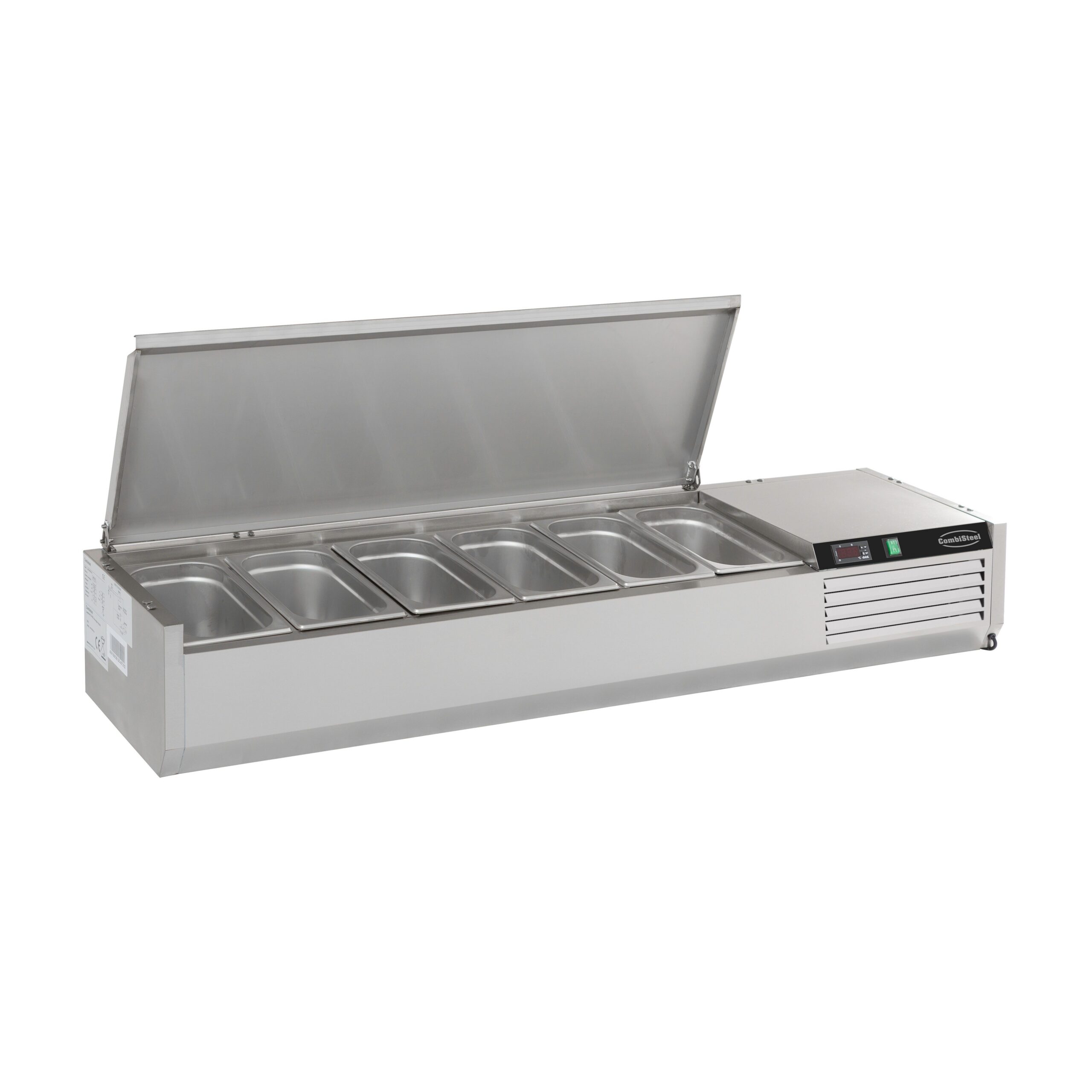 Combisteel opzetvitrine RVS met deksel 1/3 GN x 6